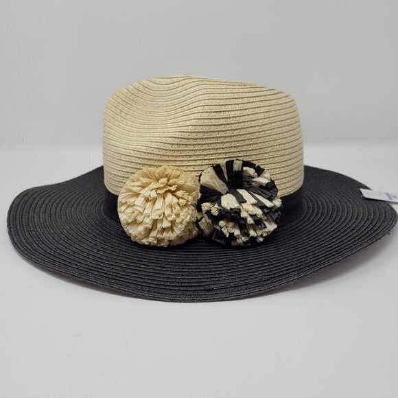 Paper Straw Panama Hat with Paper Straw Flowers - Picture 1 of 8